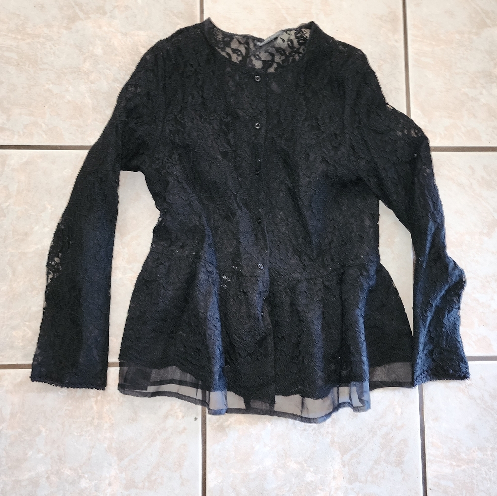 Alexander McQueen Black Peplum Blouse